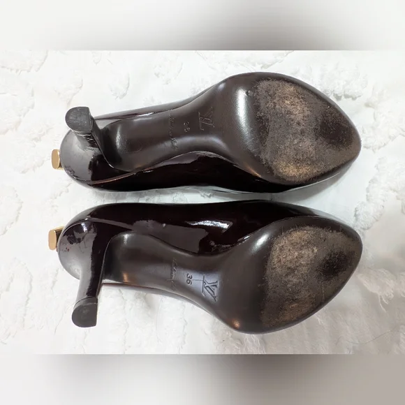 Louis Vuitton Dark Plum Peep Toe Heels - Picture 6 of 6
